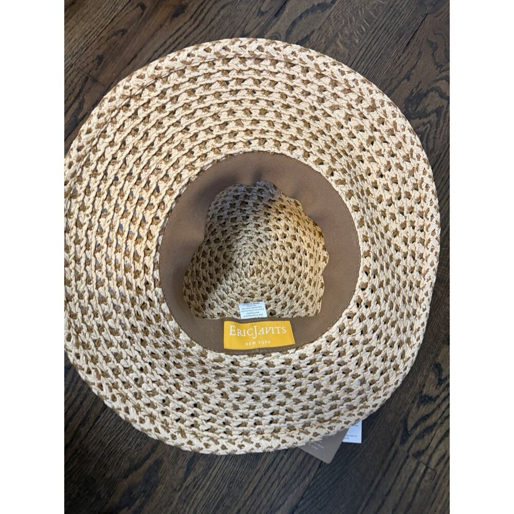 Eric Javits Neutral Raffia Fedora Sunhat Packable One Size NWT $375 - Picture 2 of 16